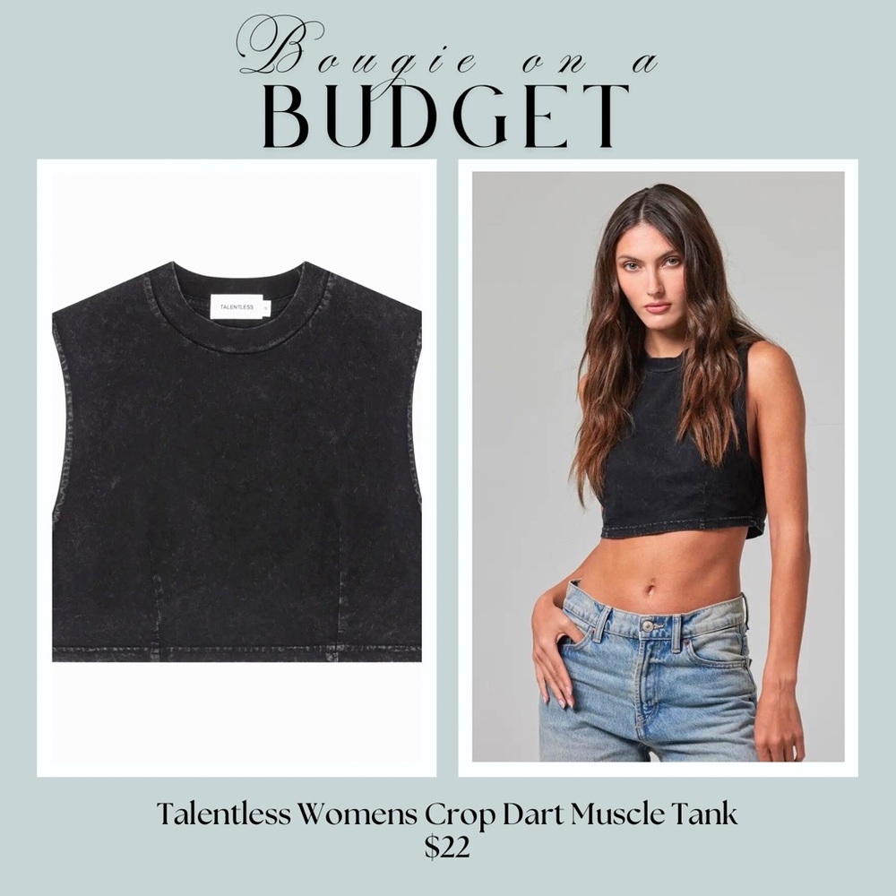 TALENTLESS Black Wash Crop Dart Muscle Tank